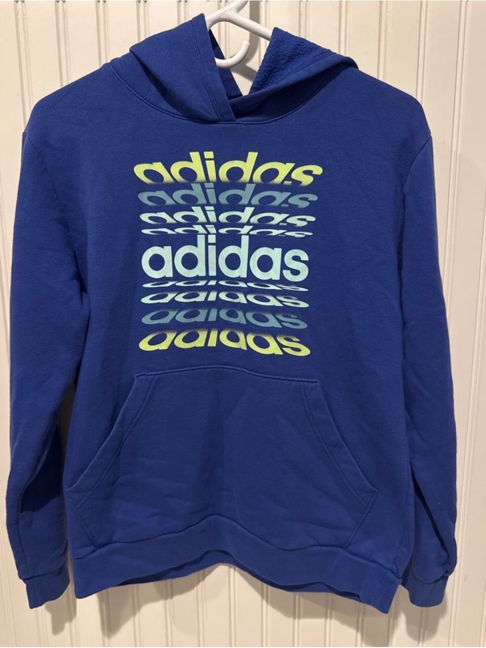 Adidas Royal Blue Hoodie with Gradient Logo